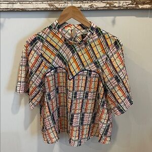 Cotélac plaid‎ blouse size small
